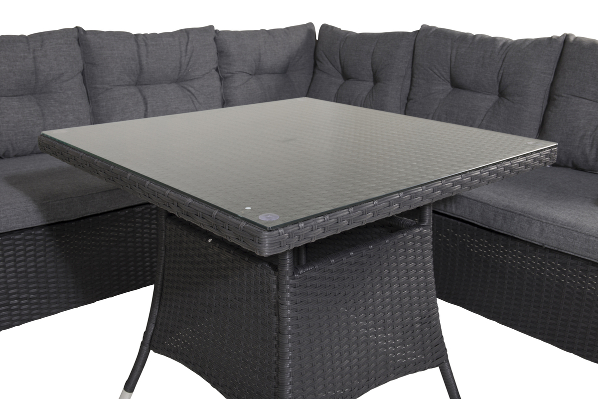 Set de jardin lounge en osier noir avec coussins Salon de Jardin d'Angle – Image 3