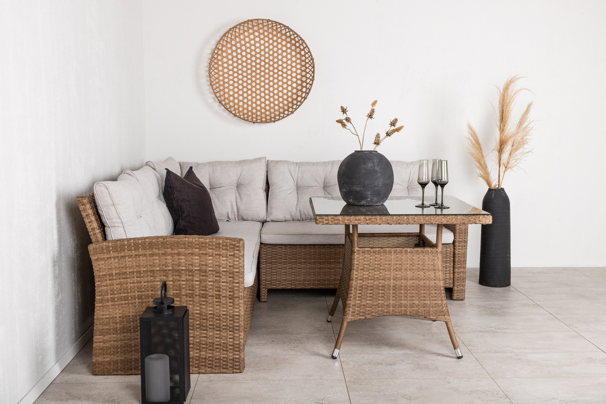 Salon de terrasse en osier naturel avec coussins Watford – Image 11