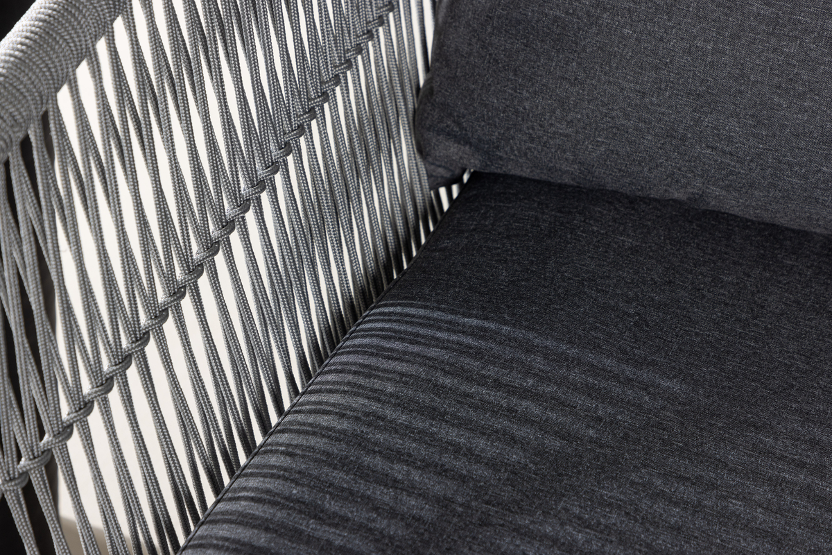 Ensemble outdoor en polyester rope gris avec coussins Chania – Image 5