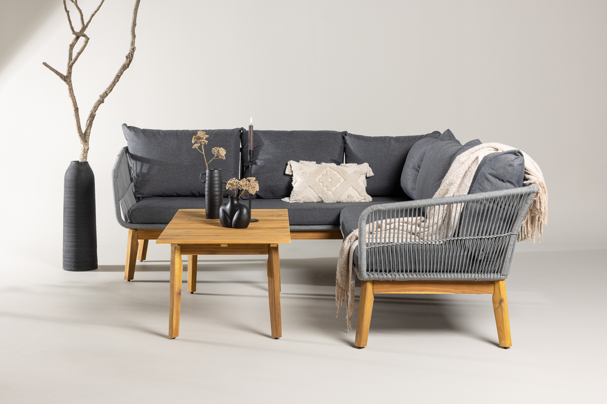 Ensemble outdoor en polyester rope gris avec coussins Chania