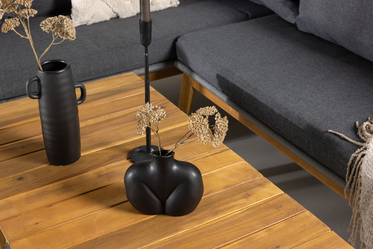 Ensemble outdoor en polyester rope gris avec coussins Chania – Image 2