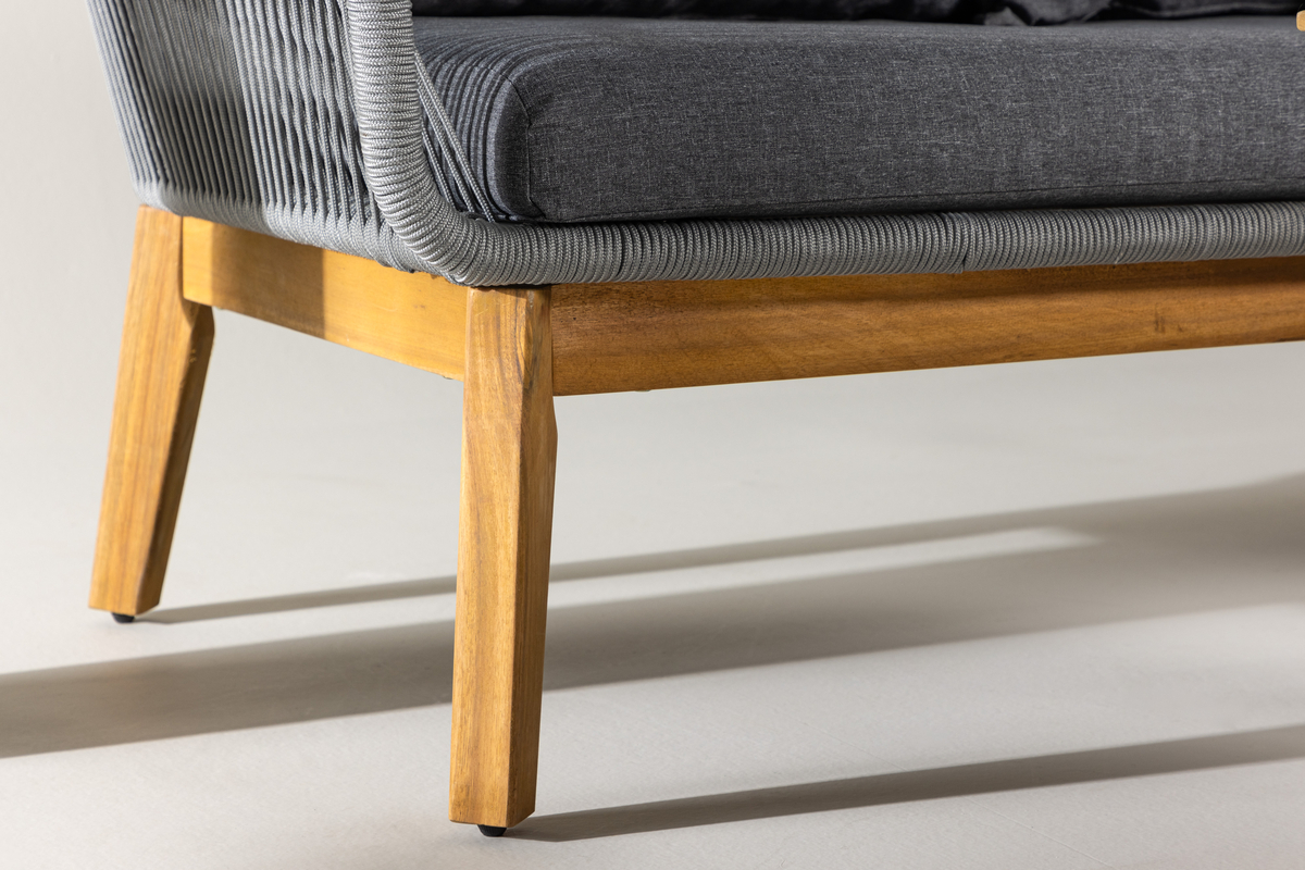 Ensemble outdoor en polyester rope gris avec coussins Chania – Image 3