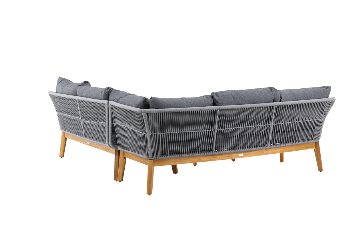 Ensemble outdoor en polyester rope gris avec coussins Chania – Image 12