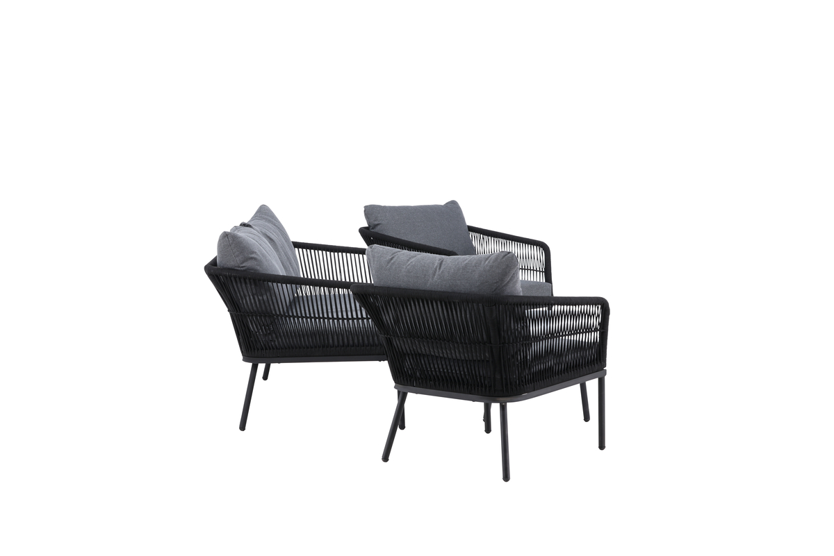 Set de jardin lounge en polyester rope noir avec coussins Salon de Jardin – Image 16