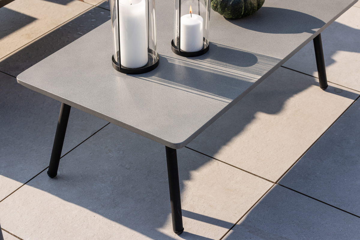 Set de jardin lounge en polyester rope noir avec coussins Salon de Jardin – Image 4