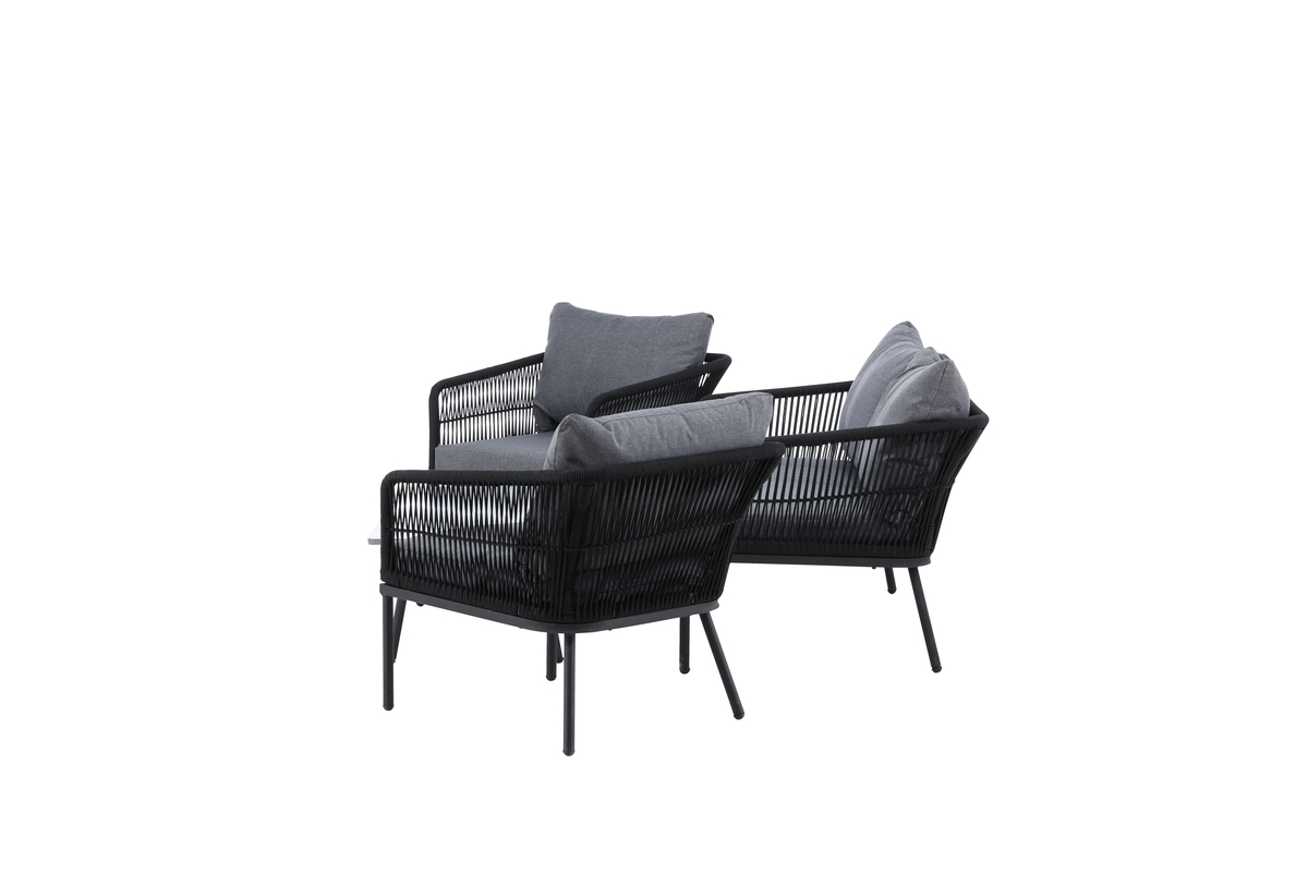 Set de jardin lounge en polyester rope noir avec coussins Salon de Jardin – Image 11