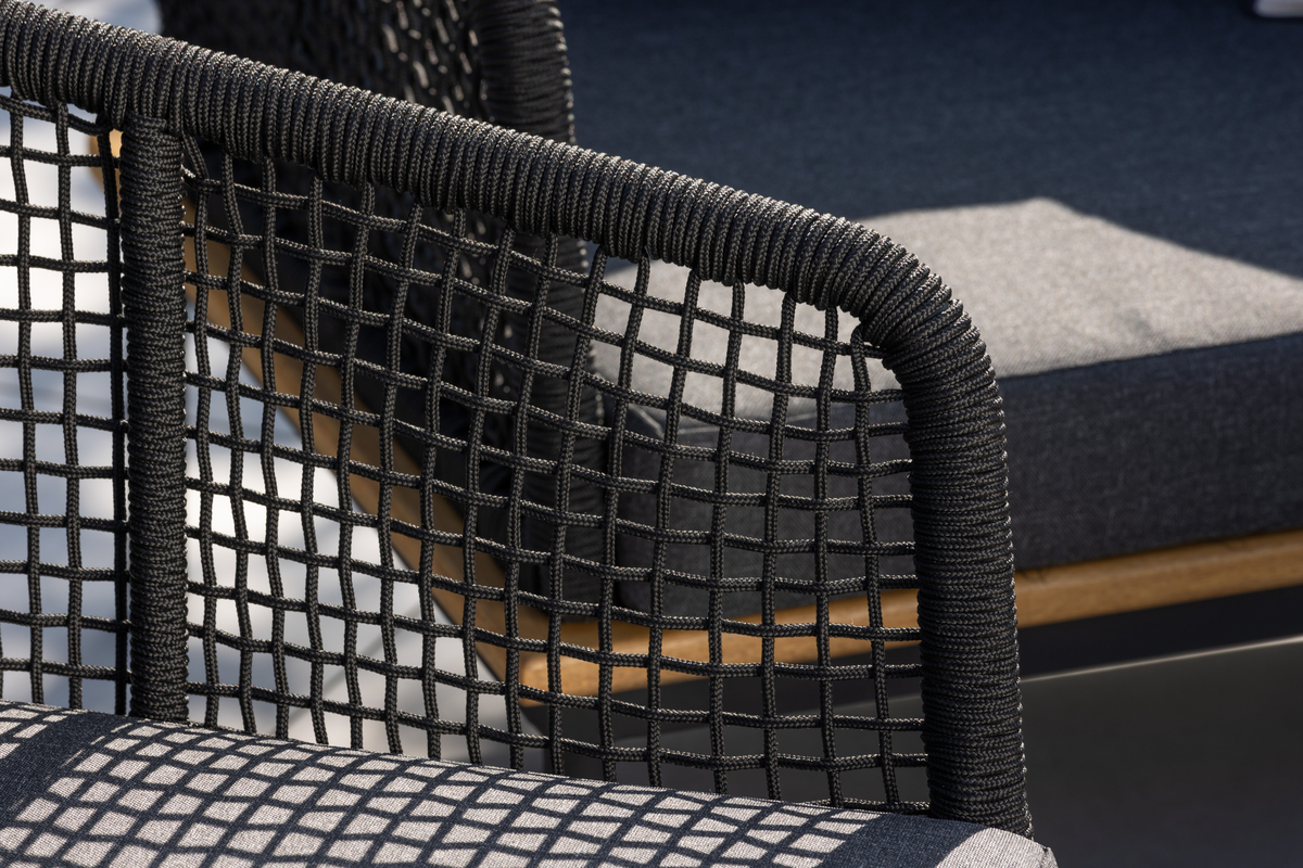 Salon lounge outdoor en polyester rope noir avec coussins Salon de Jardin – Image 5