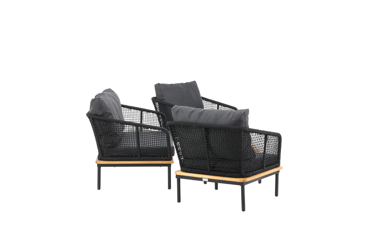 Salon lounge outdoor en polyester rope noir avec coussins Salon de Jardin – Image 11