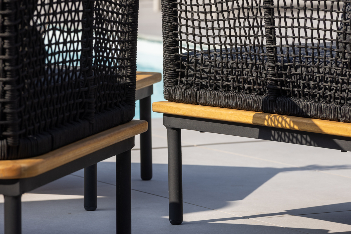 Salon lounge outdoor en polyester rope noir avec coussins Salon de Jardin – Image 6