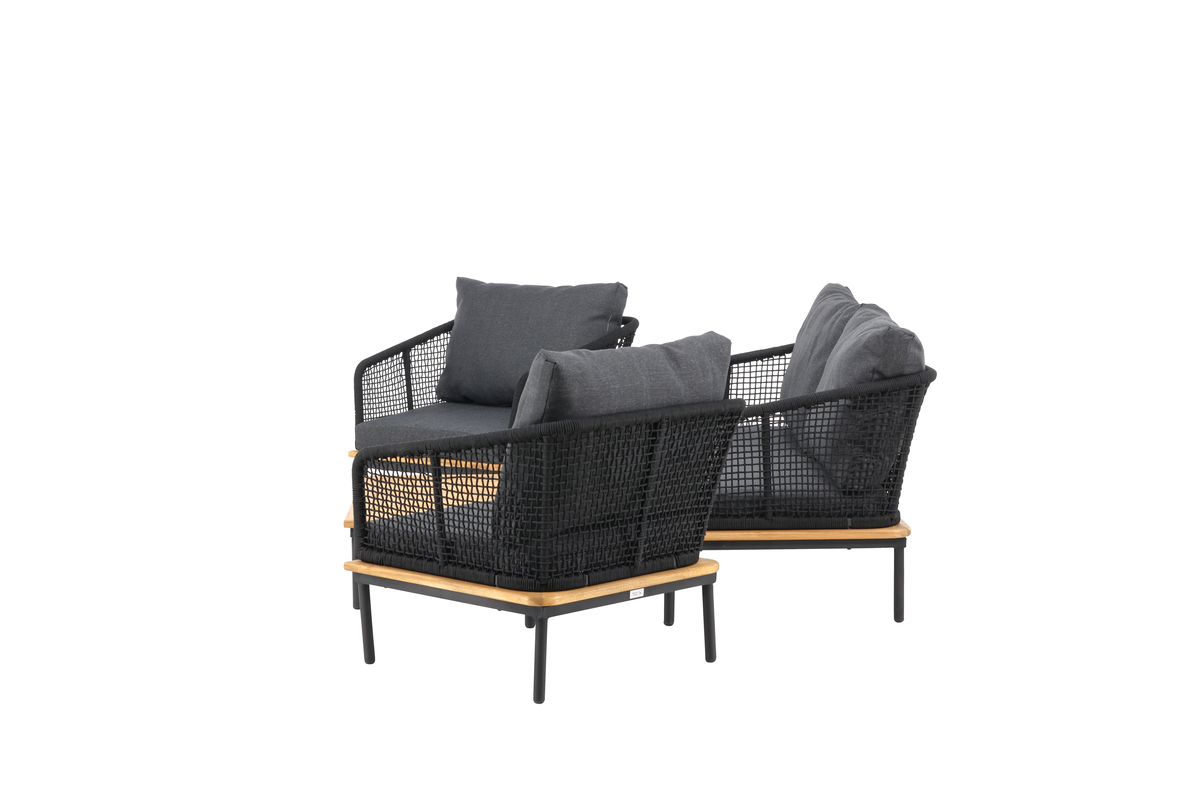 Salon lounge outdoor en polyester rope noir avec coussins Salon de Jardin – Image 12