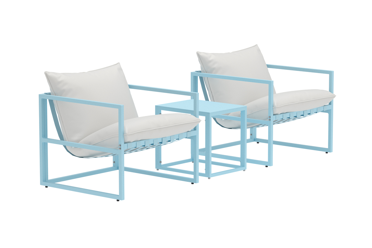 Set de jardin lounge en acier light blue avec coussins Messina – Image 4