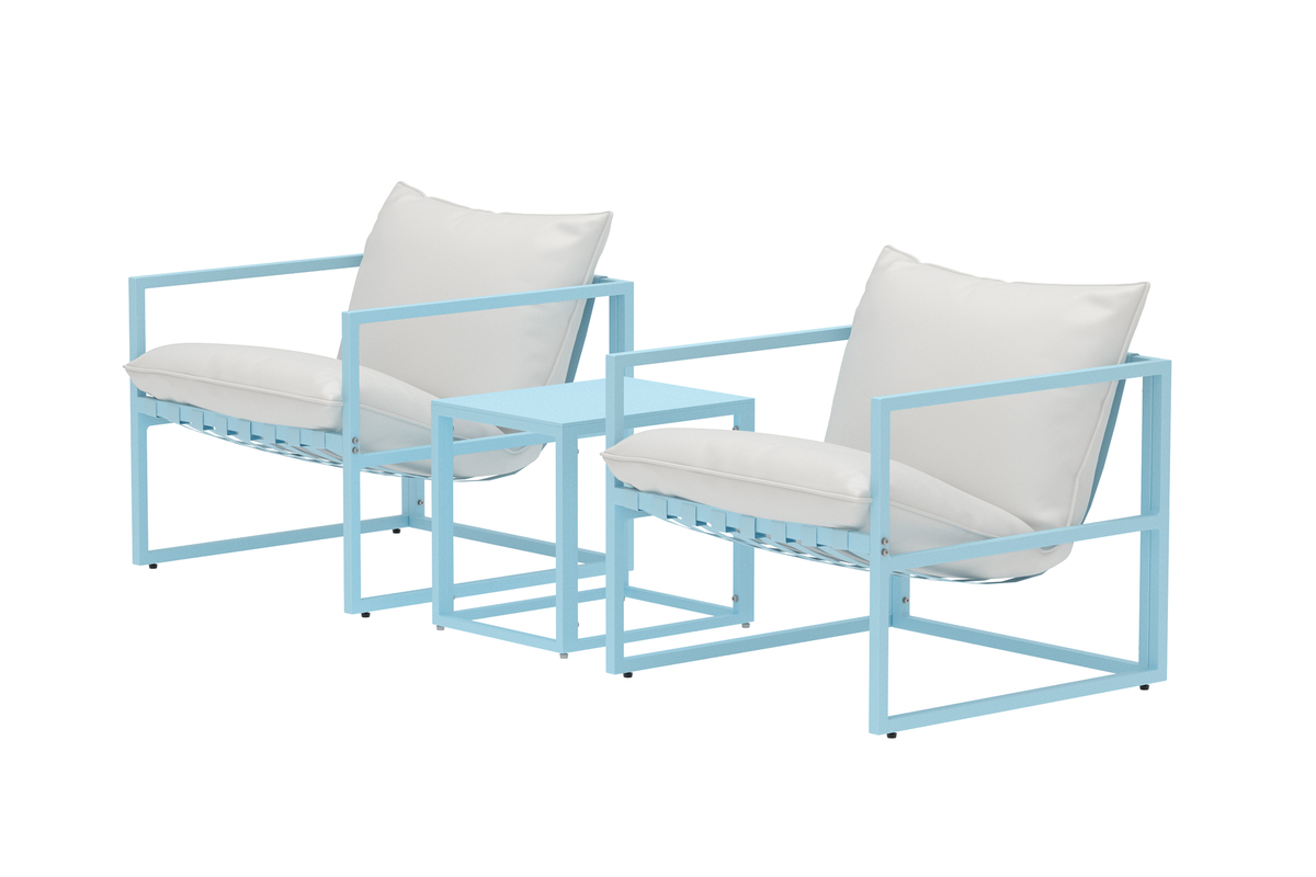 Set de jardin lounge en acier light blue avec coussins Messina – Image 2