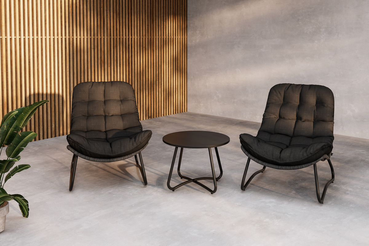 Set de jardin lounge en acier antracit avec coussins Cala