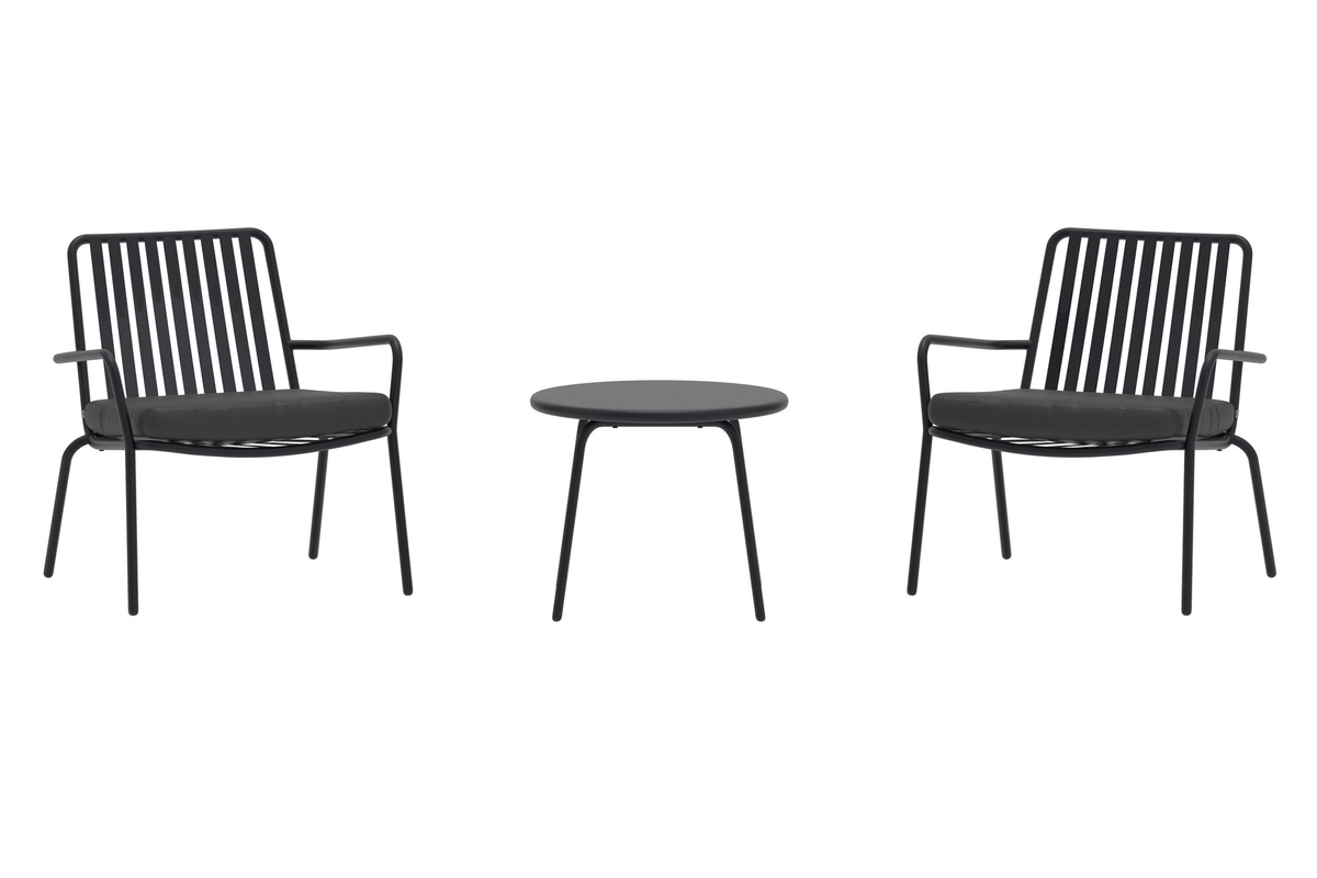 Salon de terrasse en acier noir avec coussins Mykonos – Image 3