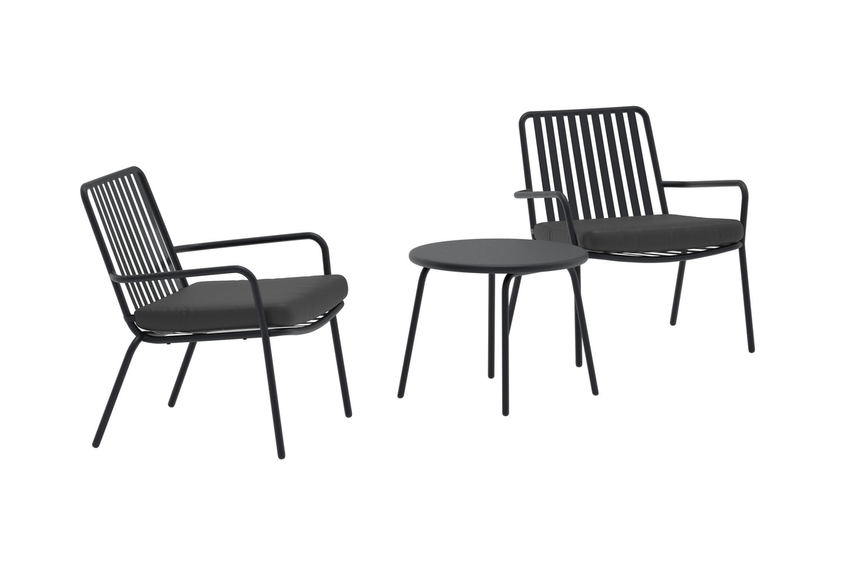 Salon de terrasse en acier noir avec coussins Mykonos – Image 4