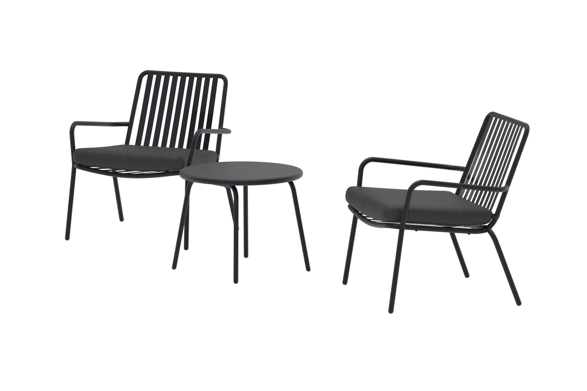 Salon de terrasse en acier noir avec coussins Mykonos – Image 2