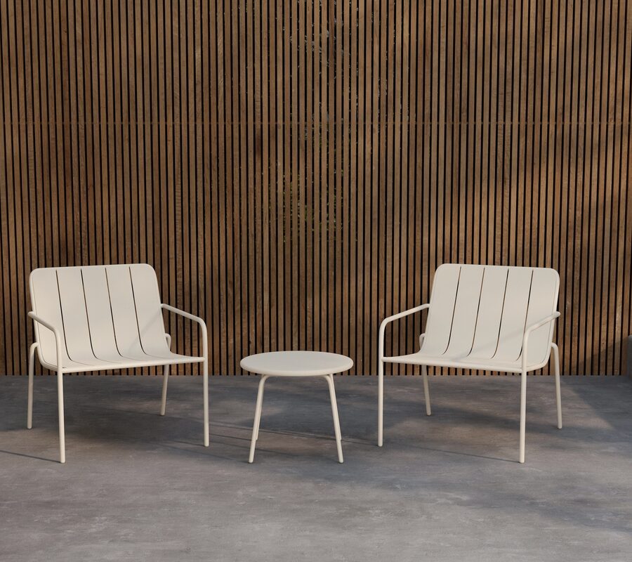 Ensemble outdoor en acier beige Minos