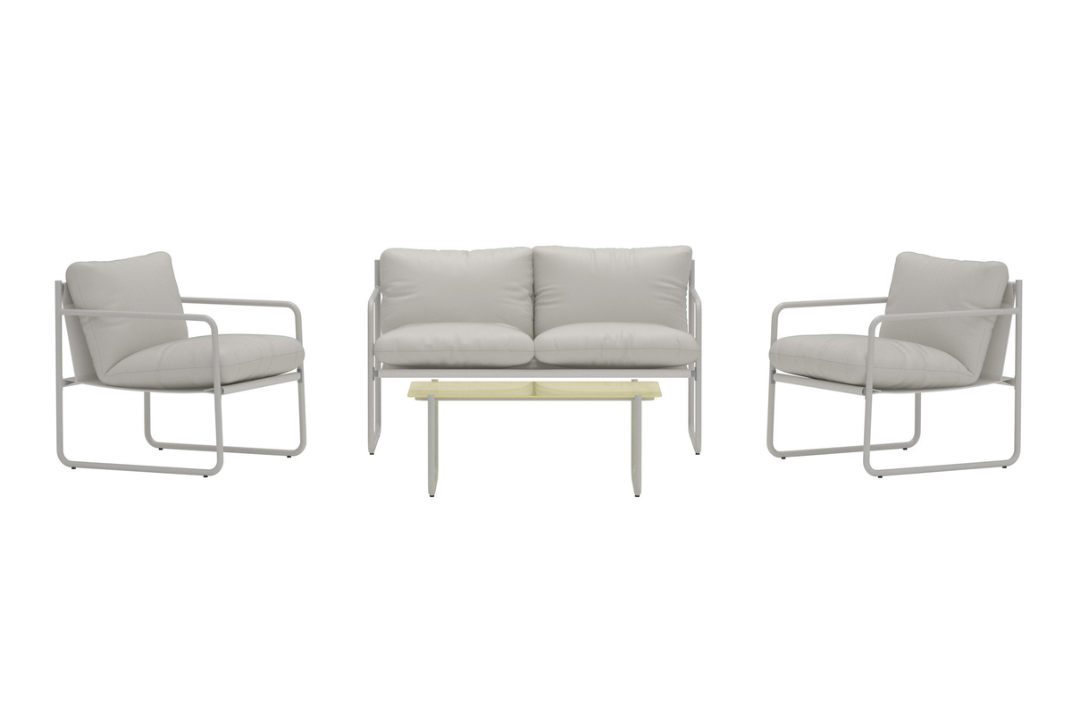 Salon de terrasse en acier gris avec coussins Salon de Jardin – Image 3