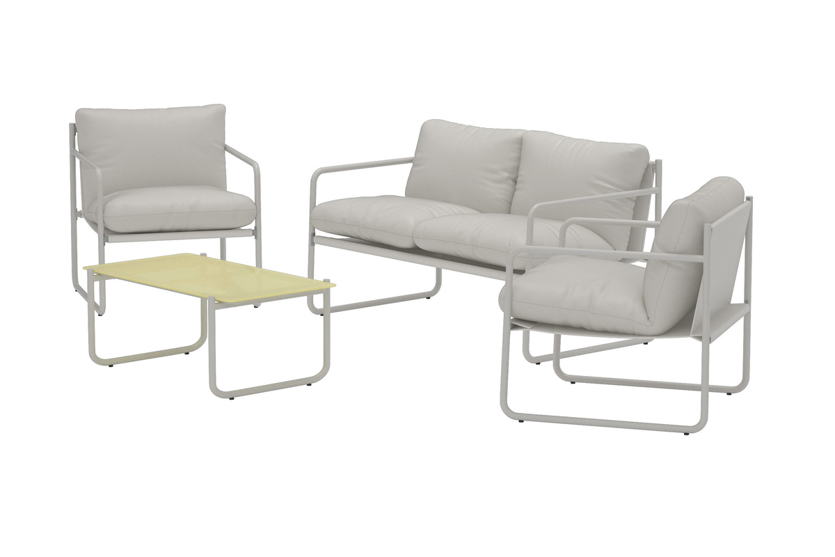 Salon de terrasse en acier gris avec coussins Salon de Jardin – Image 2