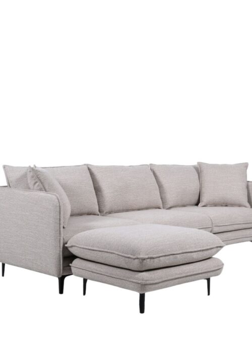 Canapé angle tissu chiné beige Modène Athezza — tissu 100% polyester chiné beige, méridienne amovible