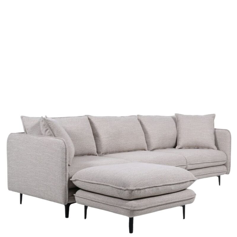 Canapé angle tissu chiné beige Modène Athezza — tissu 100% polyester chiné beige, méridienne amovible