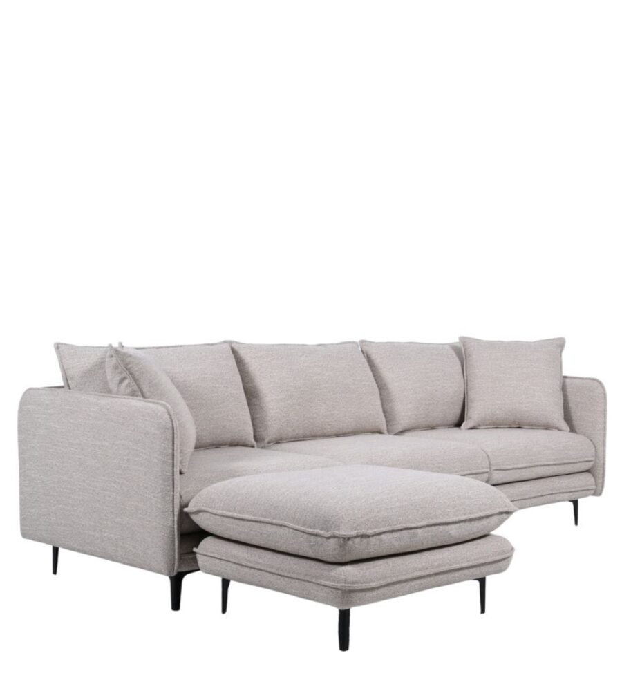 Canapé angle tissu chiné beige Modène Athezza — tissu 100% polyester chiné beige, méridienne amovible