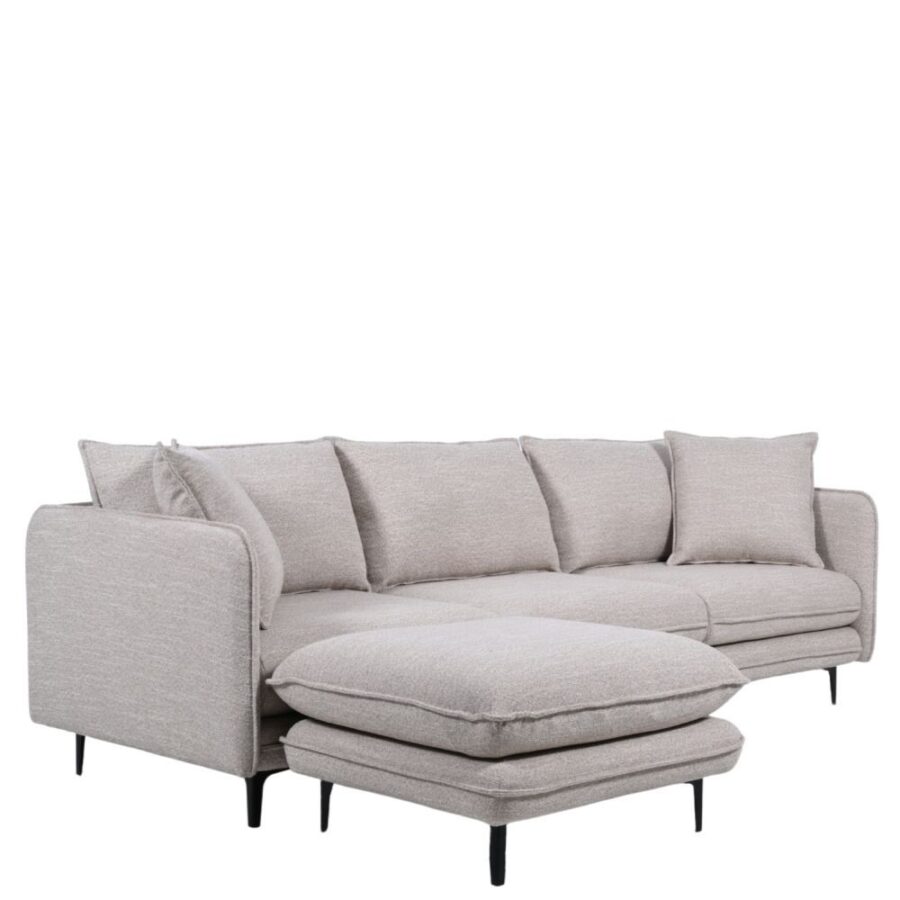 Canapé angle tissu chiné beige Modène Athezza — tissu 100% polyester chiné beige, méridienne amovible