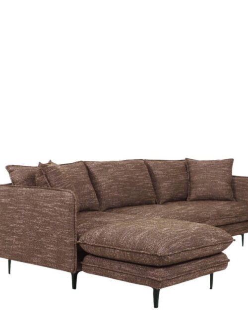 Canapé angle tissu chiné marron Modène Athezza — tissu polyester chiné marron, méridienne amovible