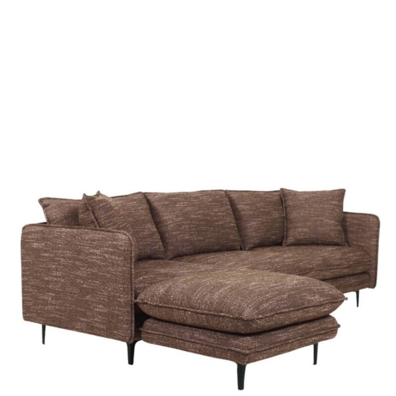 Canapé angle tissu chiné marron Modène Athezza — tissu polyester chiné marron, méridienne amovible