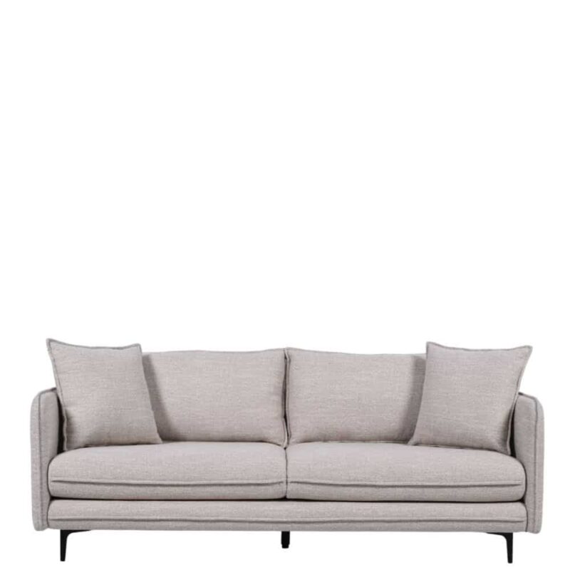 Canapé chiné beige 3 places Modène Athezza — tissu polyester chiné beige, 204 cm