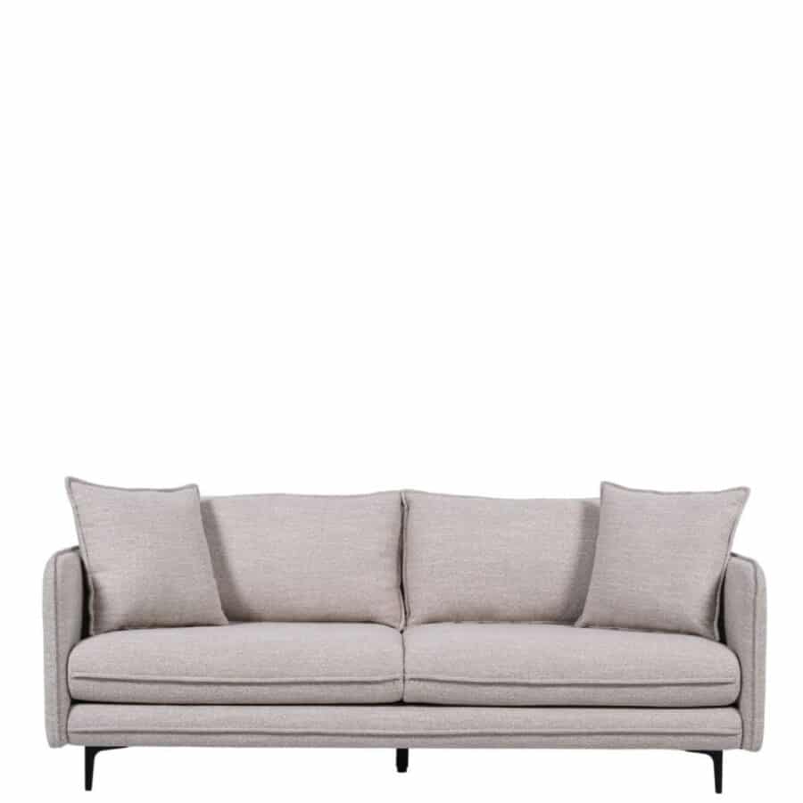 Canapé chiné beige 3 places Modène Athezza — tissu polyester chiné beige, 204 cm