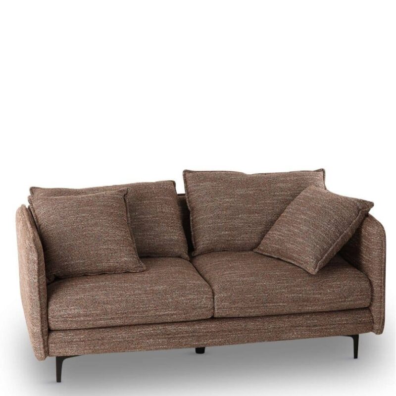 Canapé Modène chiné marron Athezza — tissu polyester, piétement métal