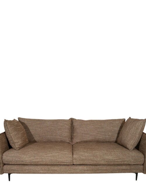 Canapé Modène chiné marron 3 places Athezza — tissu polyester, piétement métal