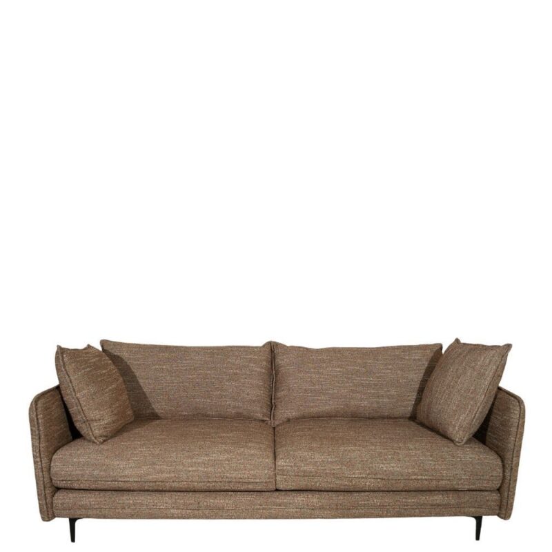 Canapé Modène chiné marron 3 places Athezza — tissu polyester, piétement métal