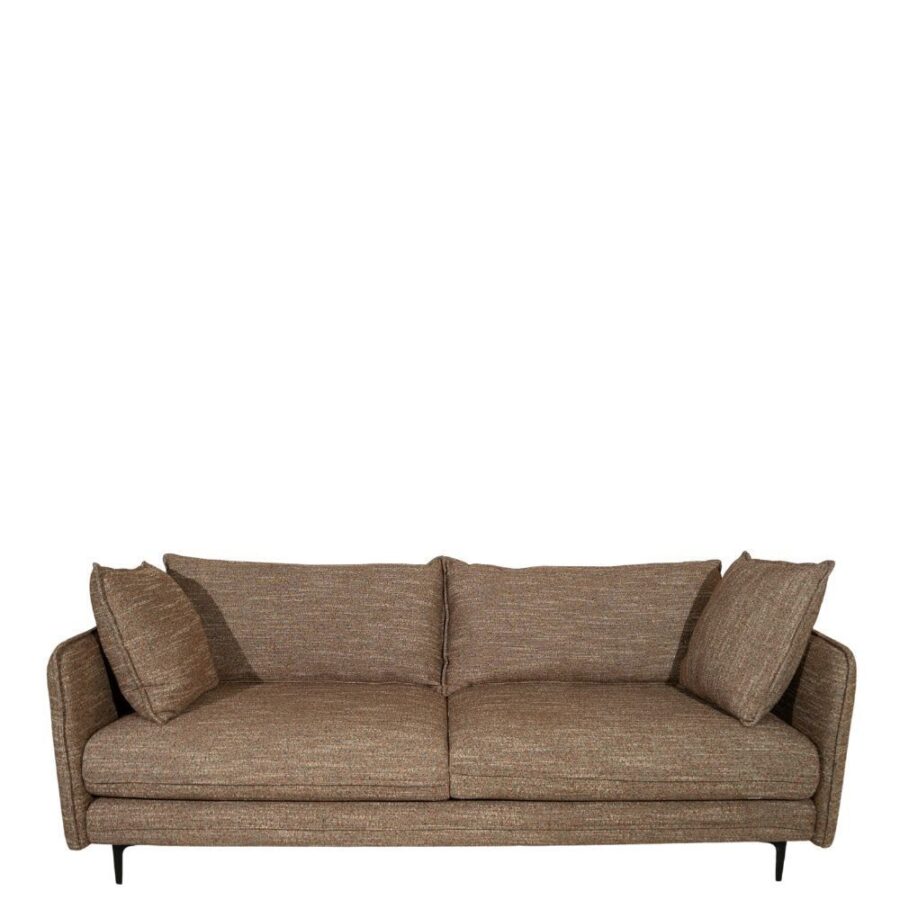 Canapé Modène chiné marron 3 places Athezza — tissu polyester, piétement métal