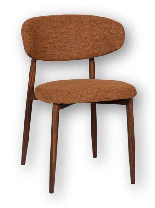 Chaise Georgia fox noyer Athezza — tissu polyester chiné brun-roux, piétement métal noyer