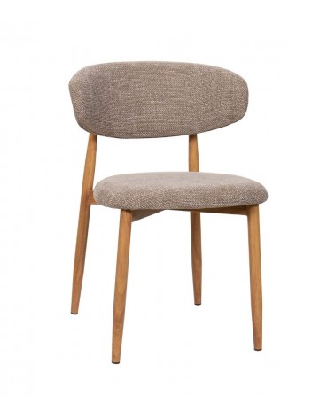 Chaise Tissu Chiné Taupe Georgia Pied Naturel Athezza – Image 2