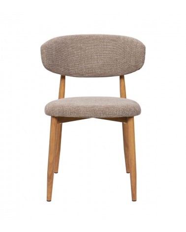 Chaise Tissu Chiné Taupe Georgia Pied Naturel Athezza – Image 3
