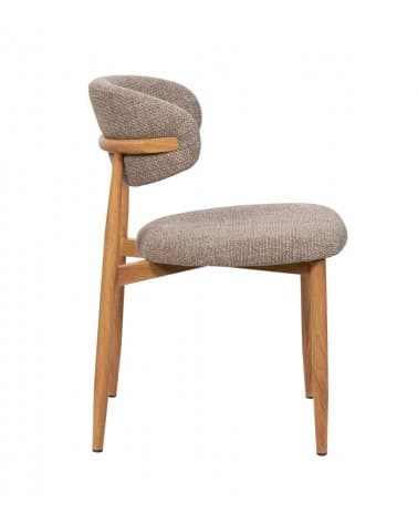 Chaise Tissu Chiné Taupe Georgia Pied Naturel Athezza – Image 4