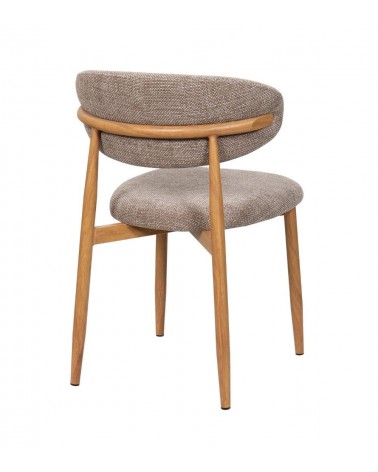 Chaise Tissu Chiné Taupe Georgia Pied Naturel Athezza – Image 5