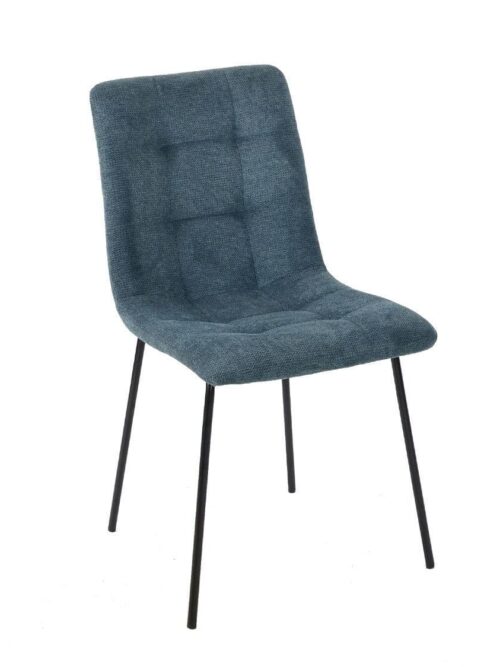 Chaise Velours Bleu Canard Liona — Athezza