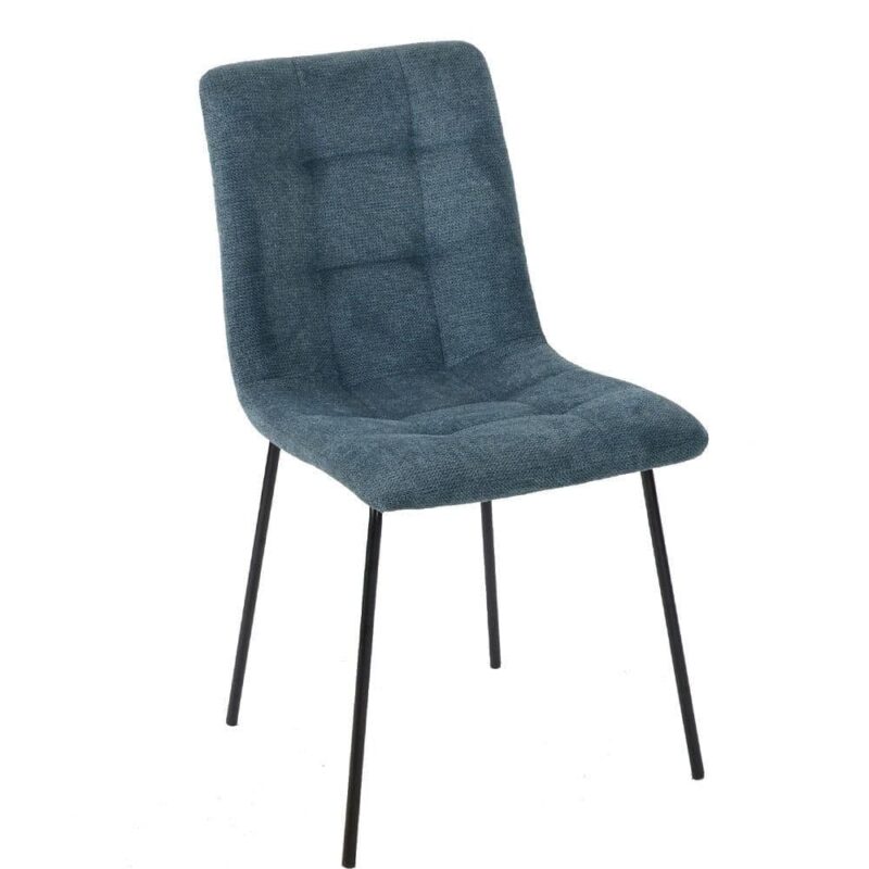 Chaise Velours Bleu Canard Liona — Athezza