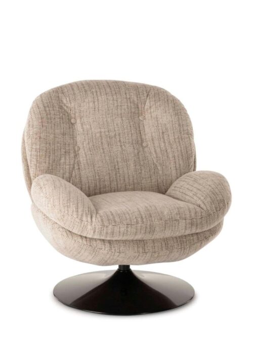 Fauteuil Memento tissu chiné beige Athezza — pivotant 360°, piétement métal