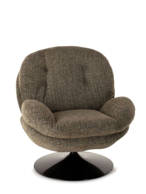 Fauteuil Memento chiné vert Athezza — tissu polyester chiné vert mousse, pied métal noir
