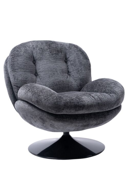 Fauteuil pivotant velours gris Memento Athezza — velours polyester gris, pied métal noir