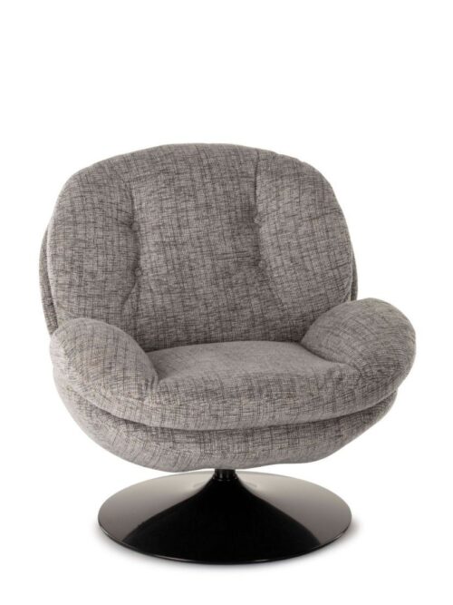Fauteuil Memento Gris Souris Athezza — velours polyester gris clair, pied métal