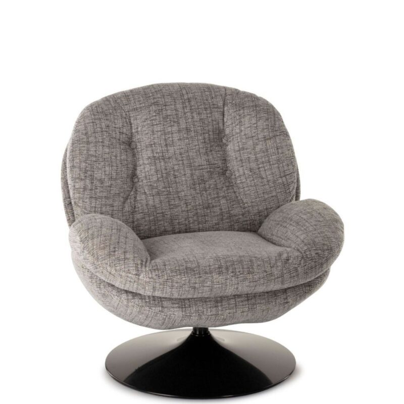 Fauteuil Memento Gris Souris Athezza — velours polyester gris clair, pied métal