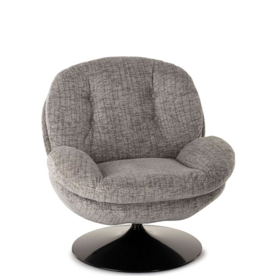 Fauteuil Memento Gris Souris Athezza — velours polyester gris clair, pied métal
