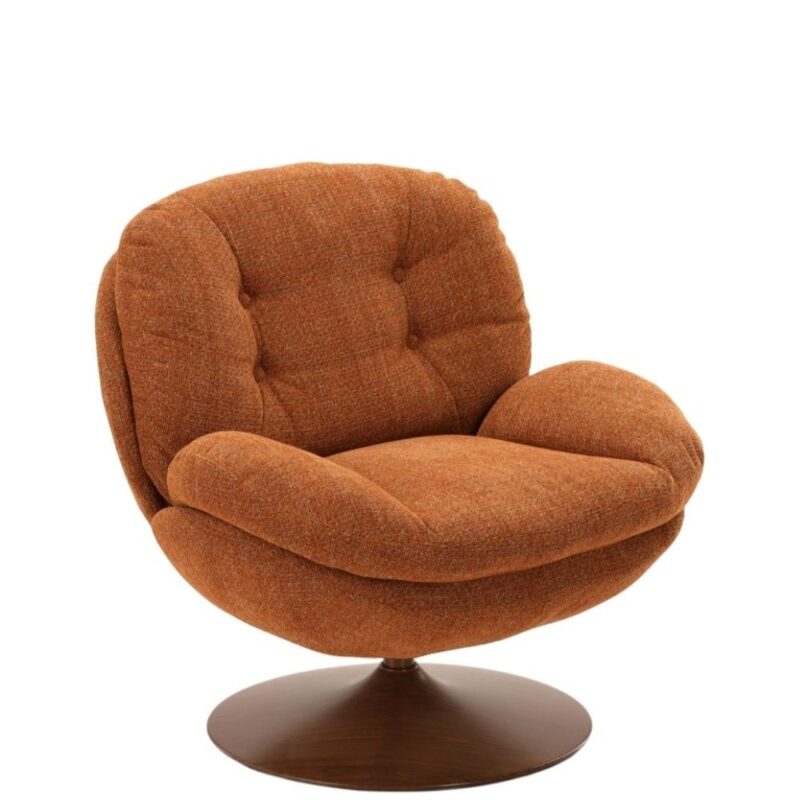 Fauteuil Memento RETRO fox Athezza — tissu polyester grain rétro fox, pied noyer