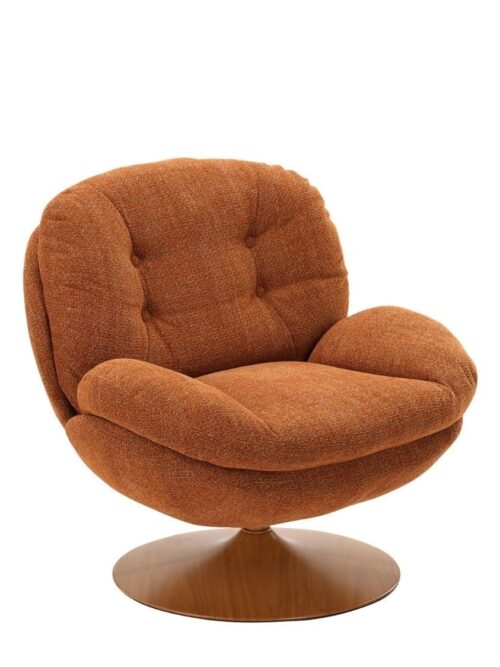 Fauteuil Memento RETRO Fox Naturel Athezza — velours polyester fox brun-roux, pied bois naturel